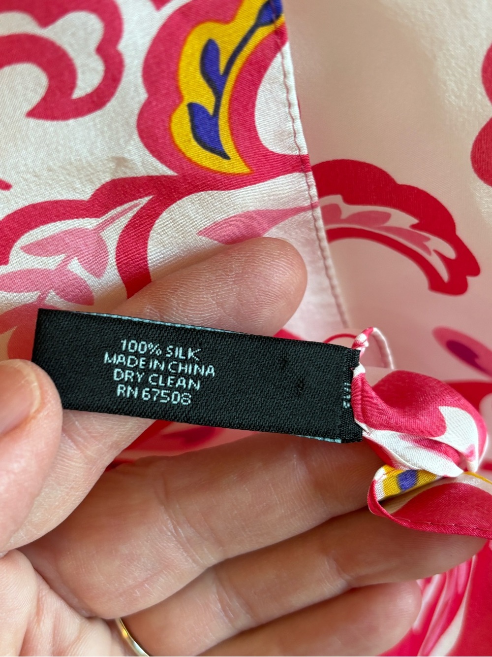 Bundle 2/$30! Cynthia Rowley Silk Scarf Pink Floral - Picture 5 of 8